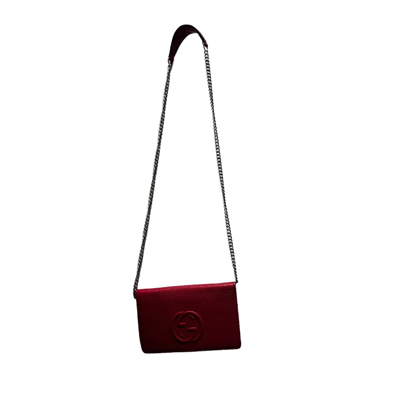GUCCI/Cross Body Bag/S/Leather/RED/GUCCI SOHO CROSS CHAIN Relaxed Men's Beach