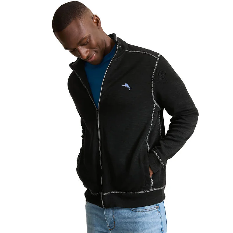 Tommy Bahama Tobago Bay Full Zip Jacket - Black Relaxed Men's Australian 