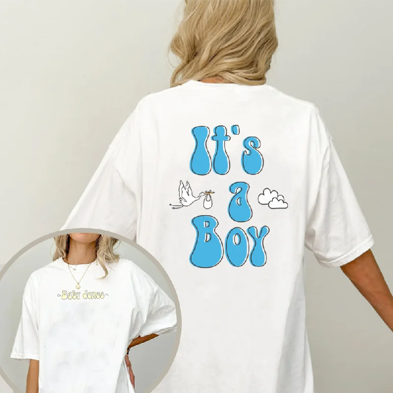 Personalised Baby Announcement Turn Around White Oversized T-Shirt Edgy Men's Punk
