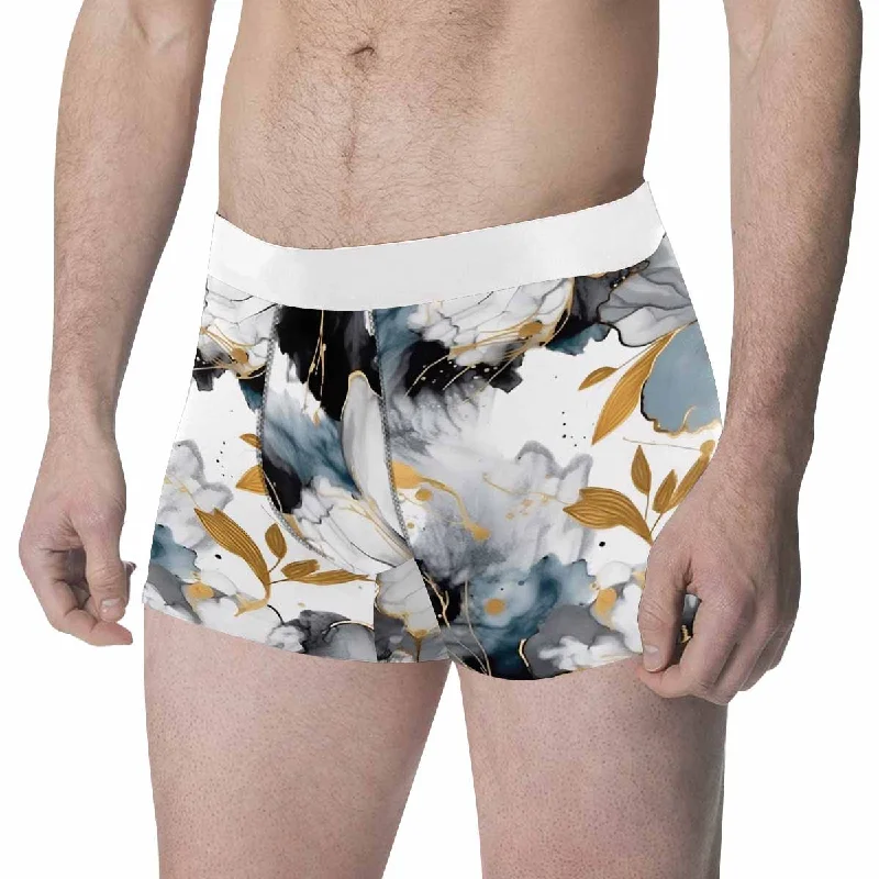Black White and Gold Men's All Over Print Boxer Briefs (Made In AUS) Sophisticated Men's 