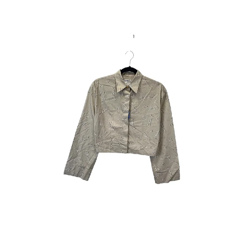 Cream & Tan Top Long Sleeve Luxury Designer Chanel, Size M Trendy Men's Oversized