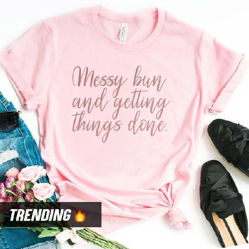 Messy Bun T-Shirt (MRK X) Sleek Men's Contemporary 