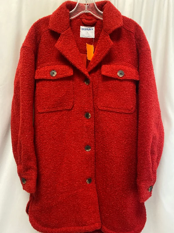 Coat Peacoat By Old Navy In Red, Size: M Streetwear Style