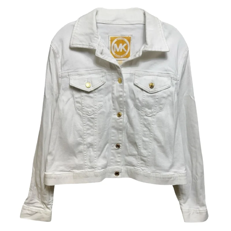 Basics Denim Jacket Designer By Michael Kors In White, Size: XL Unique Men's Upcycled