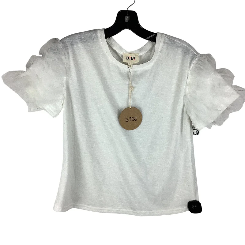 Top Short Sleeve By Bibi In White, Size: S Cozy Men's Winter