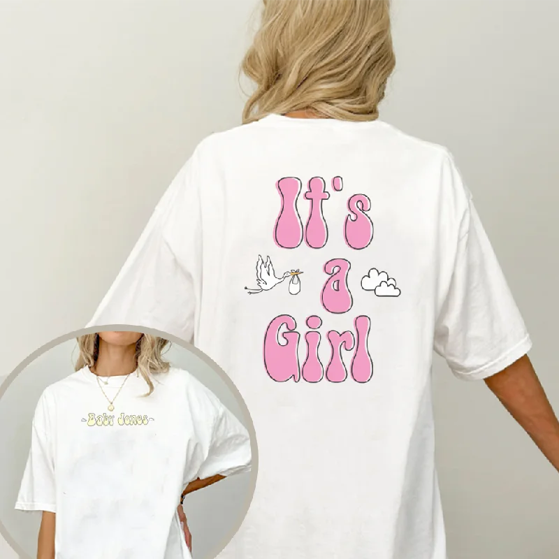 Personalised Baby Announcement Turn Around White Oversized T-Shirt Sophisticated Men's French