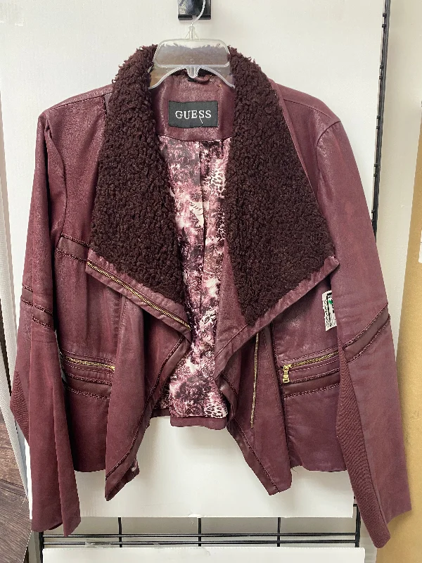 Coat Leather By Guess In Purple, Size: Xl Cozy Men's Sherpa