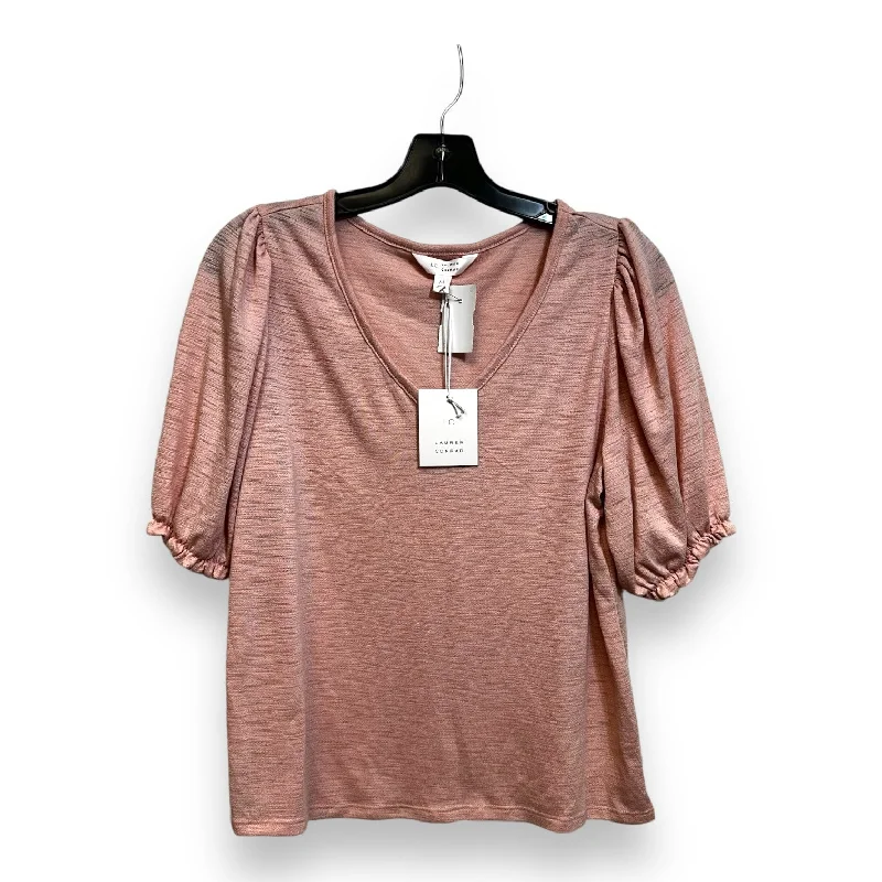 Top Short Sleeve By Lc Lauren Conrad In Peach, Size: M Polished Men's Silk