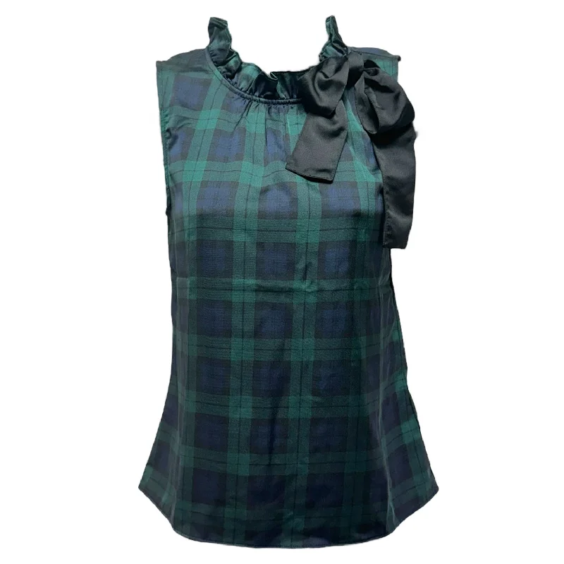 Top Sleeveless By J. Crew In Plaid Pattern, Size: Xxs Sleek Men's Metallic