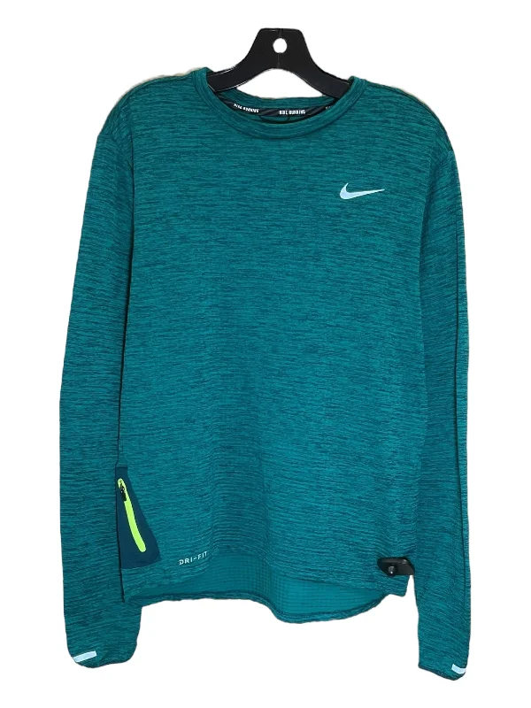 Athletic Top Long Sleeve Crewneck By Nike In Green, Size: M Trendy Men's Scandinavian
