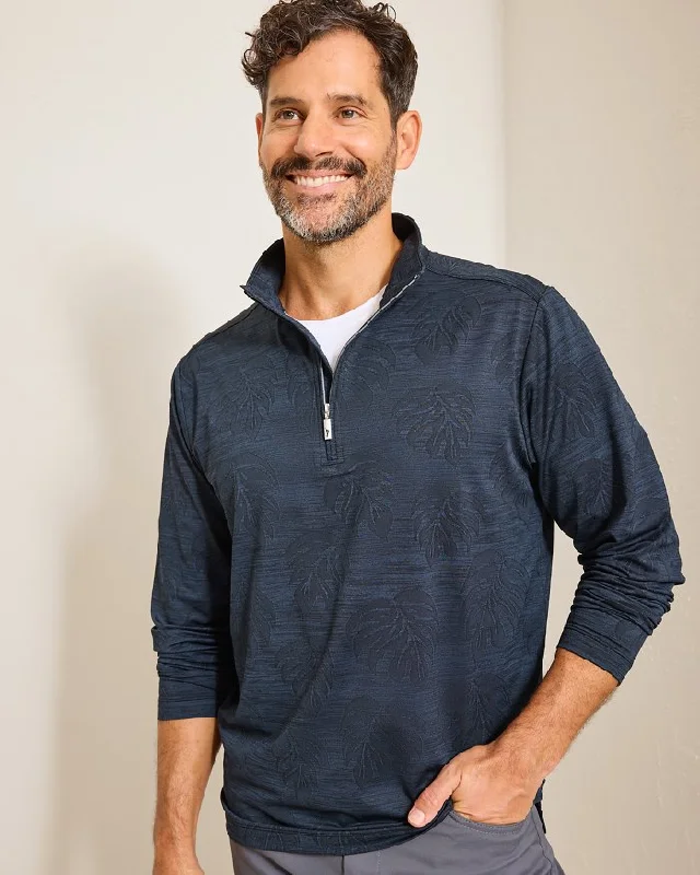 Tommy Bahama Monsterra Fade Half Zip Pullover Sweatshirt - Black Casual Men's Japanese 