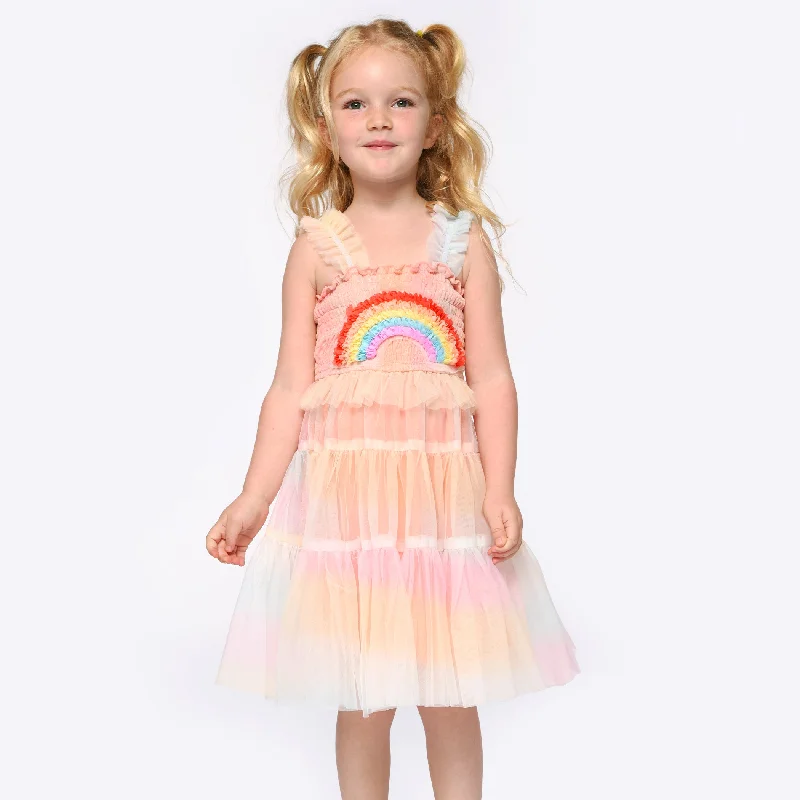 Rainbow Mesh Tiered Dress Sophisticated Men's French