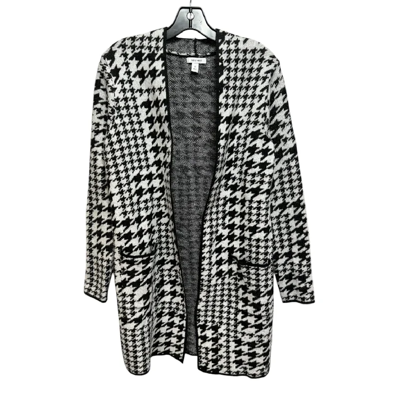 Sweater Cardigan By Nine West Apparel In Black White, Size: S Lumberjack