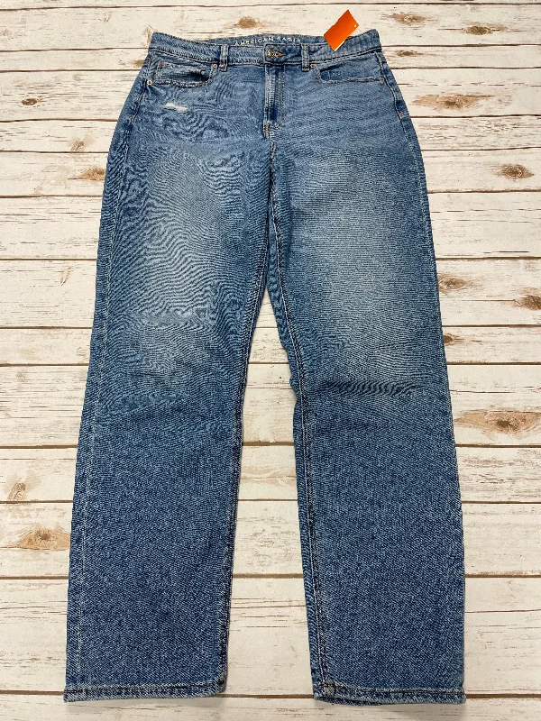 Jeans Straight By American Eagle In Blue Denim, Size: 10 Laid