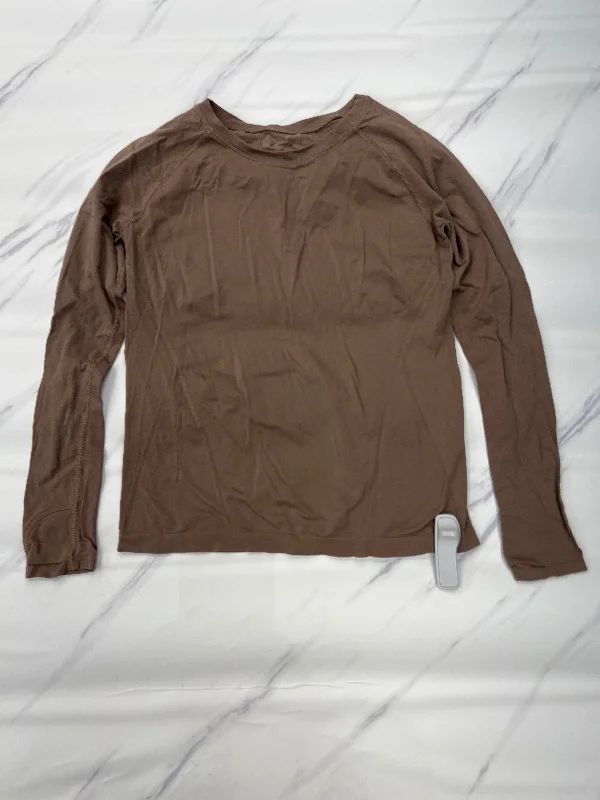 Athletic Top Long Sleeve Crewneck By Athleta In Brown, Size: L Elegant Men's Formal 