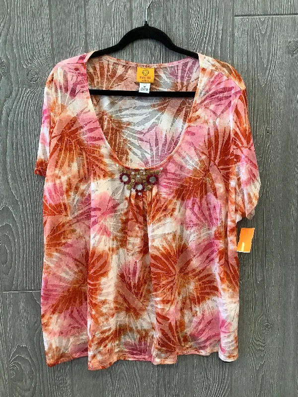 Top Short Sleeve By Ruby Rd In Orange & Pink, Size: 3x Polished Men's Silk