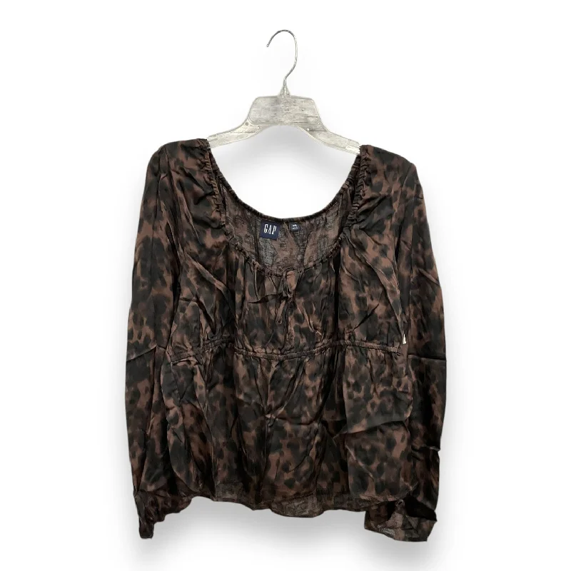 Top Long Sleeve By Gap In Brown, Size: Xxl Street