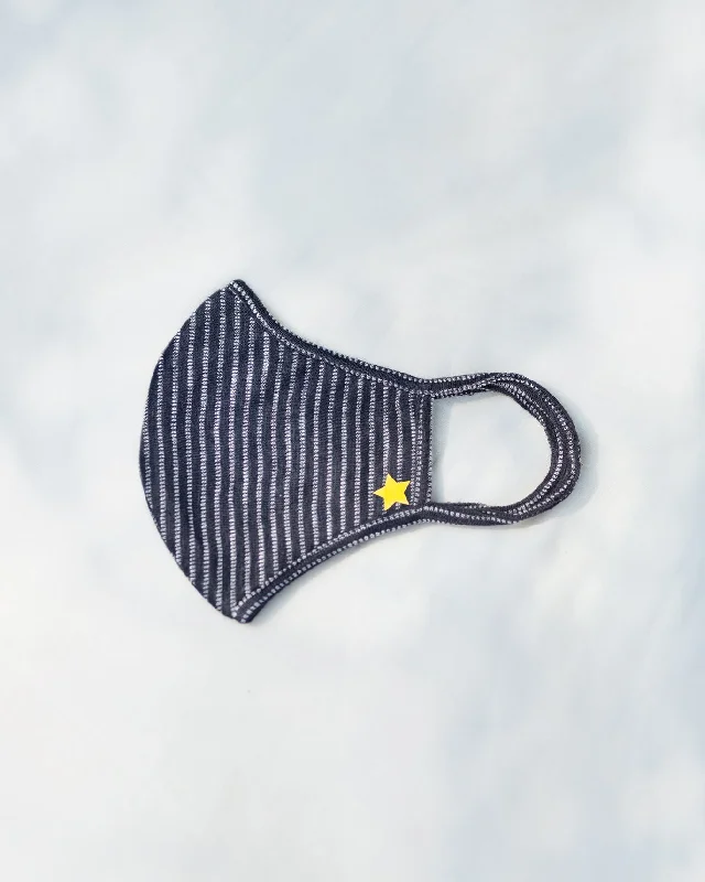 Stripey Knit Mask - Navy & White Modern Men's Geometric