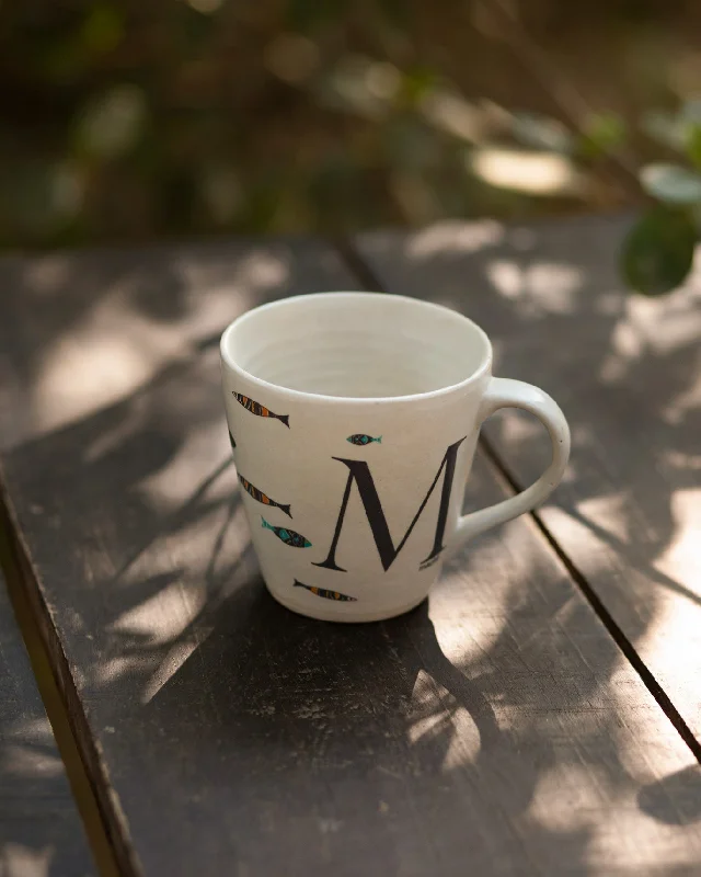 Alphabet M Mug - Stoneware Stylish Men's Neon