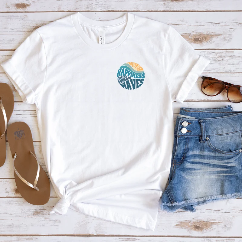 Happiness Comes In Waves T-Shirt - White Refined Men's European