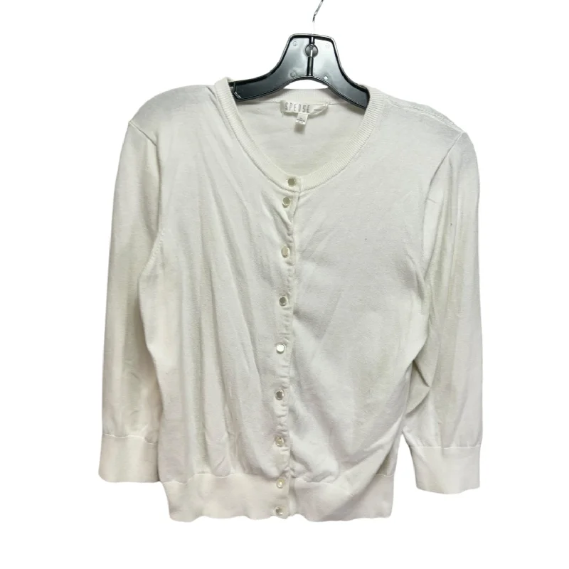 Sweater Cardigan By Spense In White, Size: Petite L Youthful Men's Pop