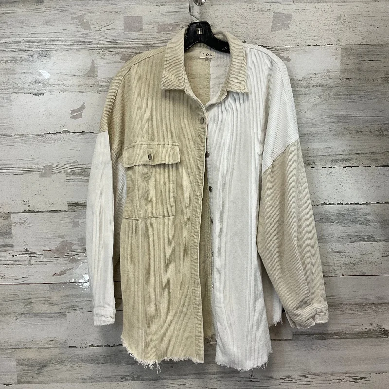 Jacket Shirt By Pol In Cream, Size: S Sleek Men's Metallic