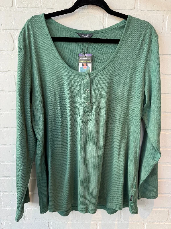 Top Long Sleeve By Eddie Bauer In Green, Size: Xxl Edgy Men's Punk