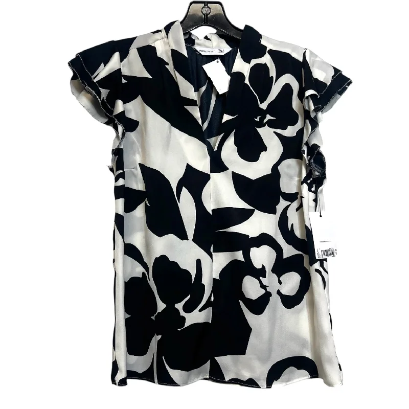 Top Short Sleeve By Nine West Apparel In Black White, Size: S Elegant Men's Cashmere