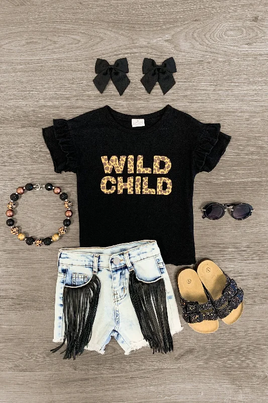 "Wild Child" Fringe Denim Short Set Masculine Men's Thick