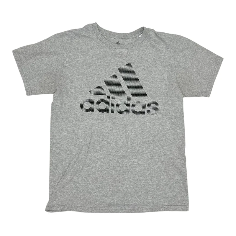 Athletic Top Ss By Adidas In Grey, Size:M Monochromatic Office Style