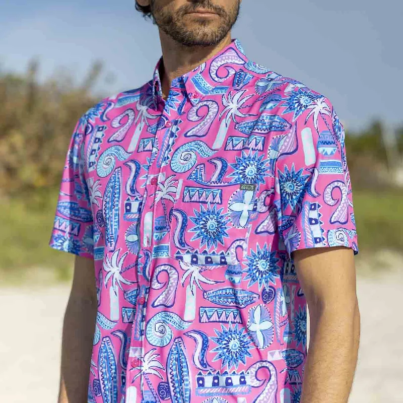 Pink Sand Beach – KUNUFLEX Short Sleeve Shirt Stylish Men's Neon