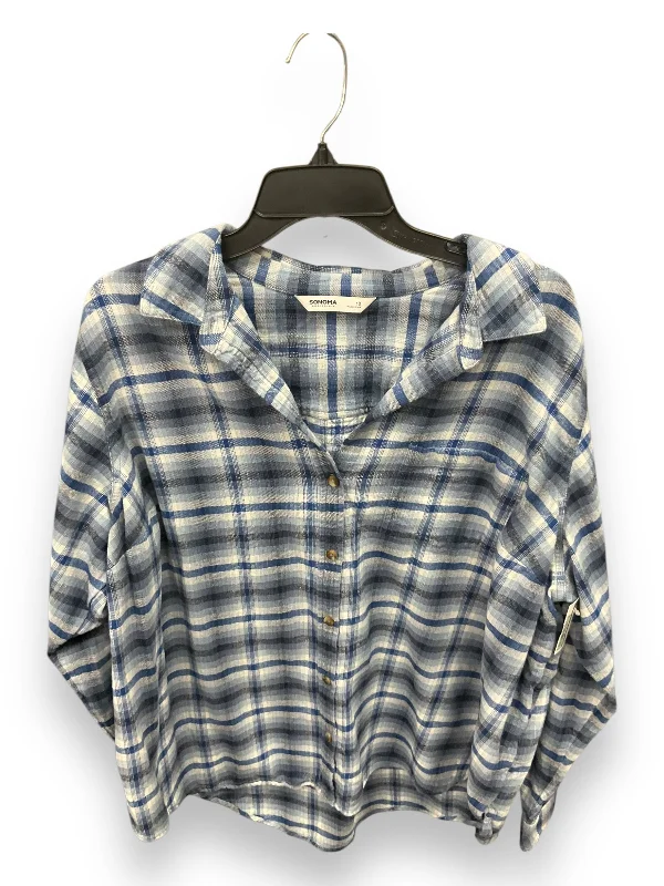 Top Long Sleeve By Sonoma In Plaid Pattern, Size: 1x Tailored