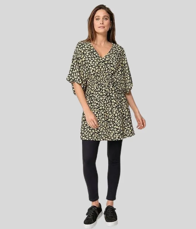 Yellow Flower Print Nora Tunic Top 8/10 Refined Men's European