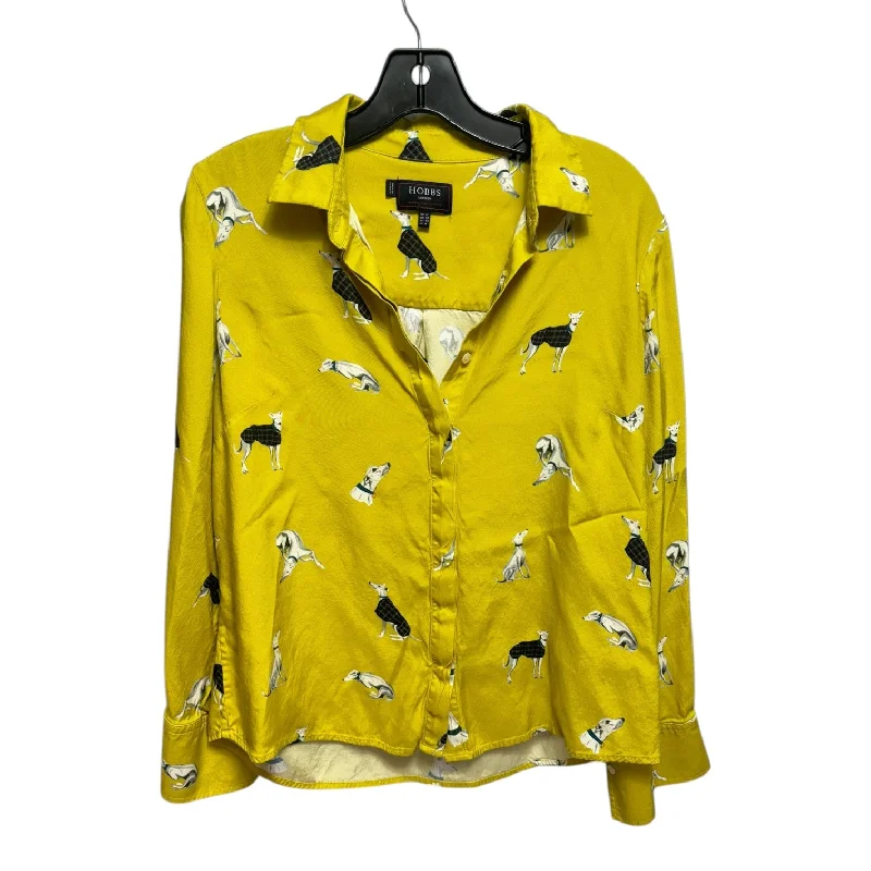 Limited Edition 40th Anniversary Collection Alana Whippet Print Shirt By Hobbs In Chartreuse, Size: 8 Casual Men's Loose