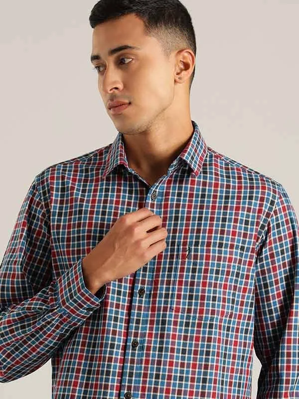 Men Checked Full Sleeve Cotton Shirt Minimalist Men's Casual 