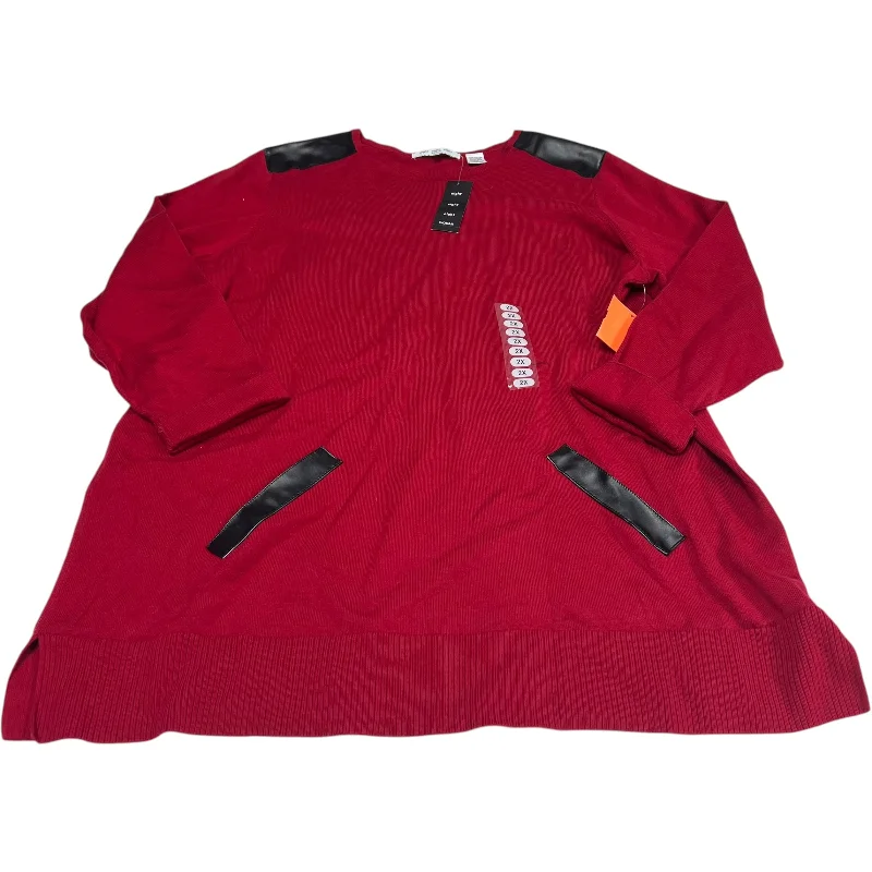 Tunic Long Sleeve By Eight Eight Eight In Red, Size: 2x Masculine Men's Thick