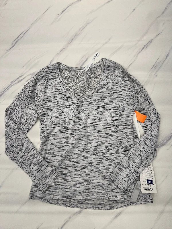 Athletic Top Long Sleeve Crewneck By Lululemon In Grey, Size: 8 Unique Men's Upcycled