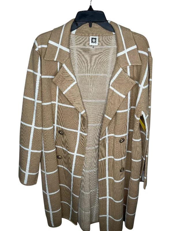 Jacket Shirt By Anne Klein In Brown & Cream, Size: 1x Refined Men's Classic 