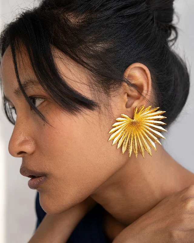 Palm Leaf Earrings - Gold Bohemian Men's Free