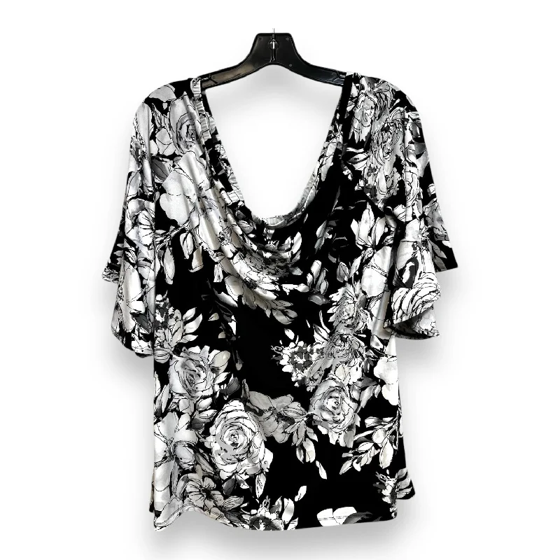 Top 3/4 Sleeve By Clothes Mentor In Black White, Size: Xl Laid