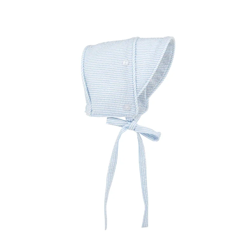Barringer Bonnet in Seersucker Blue Polished Men's Satin