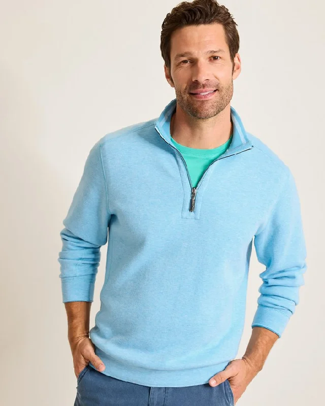 Tommy Bahama New Flip Coast Half Zip Sweater - Banff Blue Heather Refined Men's Hand