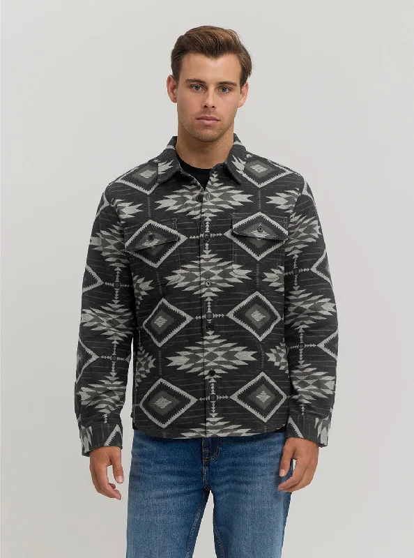 Dark Grey Southwest Long Sleeve Shirt Casual Men's Japanese 