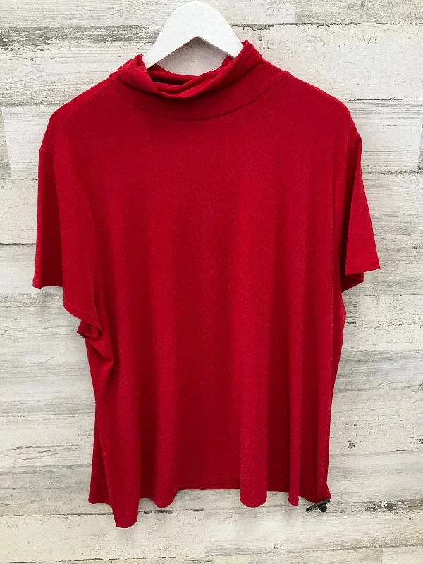 Top Short Sleeve Basic By Alfani In Red, Size: 3x Polished Men's Satin