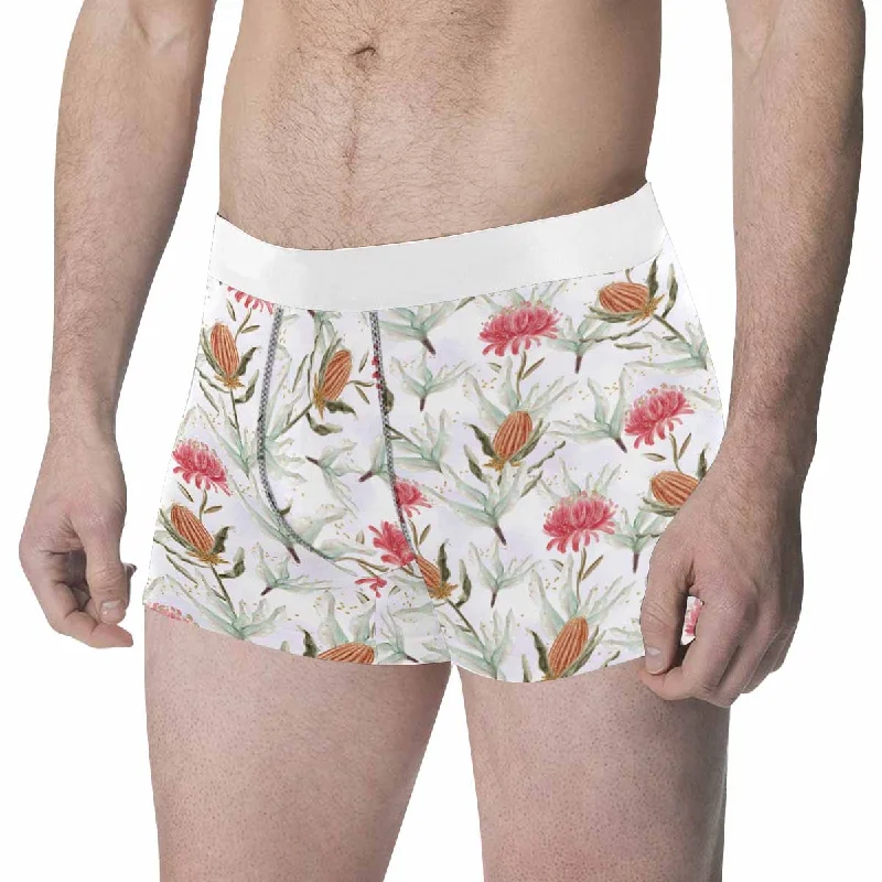 Australian Wattle Large Print Men's All Over Print Boxer Briefs (Made In AUS) Unique Men's Upcycled