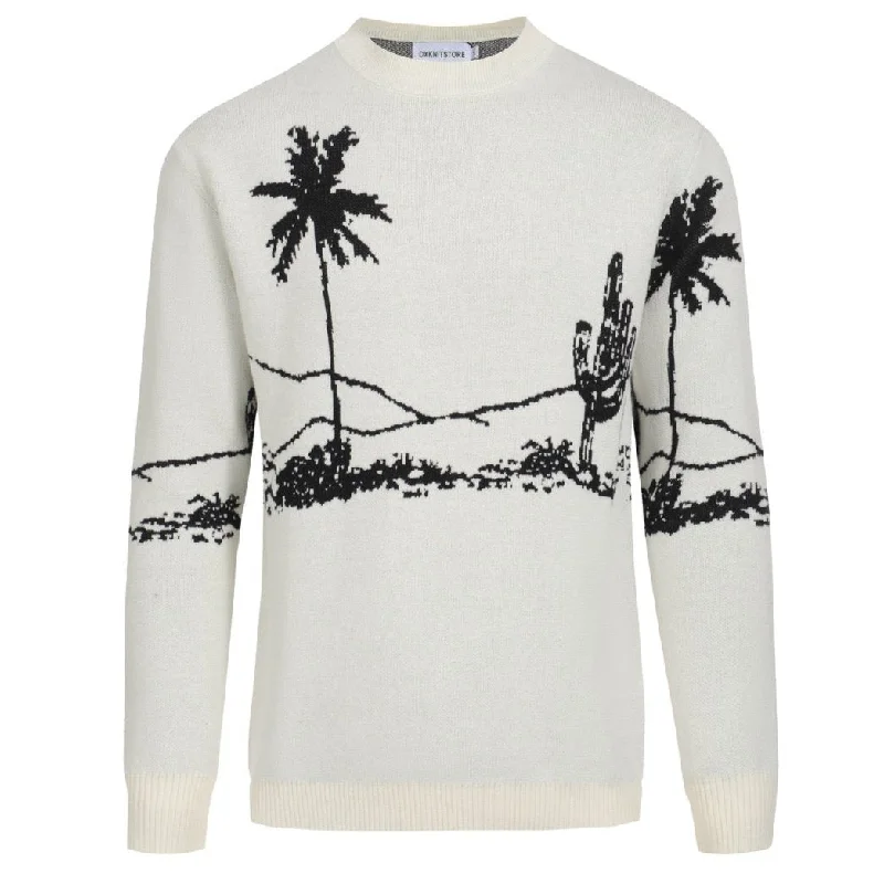 Men's white vintage semi-turtleneck knit t-shirts Cool Men's Distressed