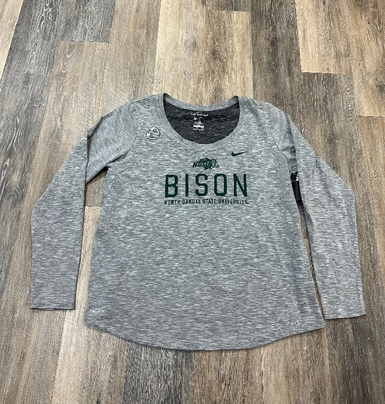 Athletic Top Long Sleeve Crewneck By Nike Apparel In Grey, Size: Xl Sleek Men's Metallic