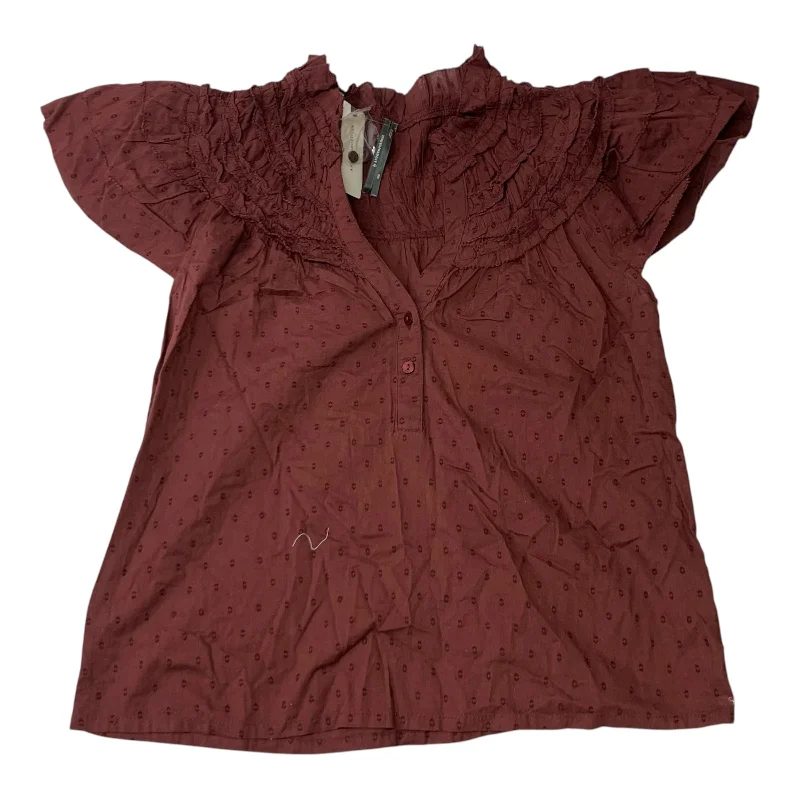 Top Short Sleeve By Anthropologie In Red, Size: Xxs Polished Men's Satin