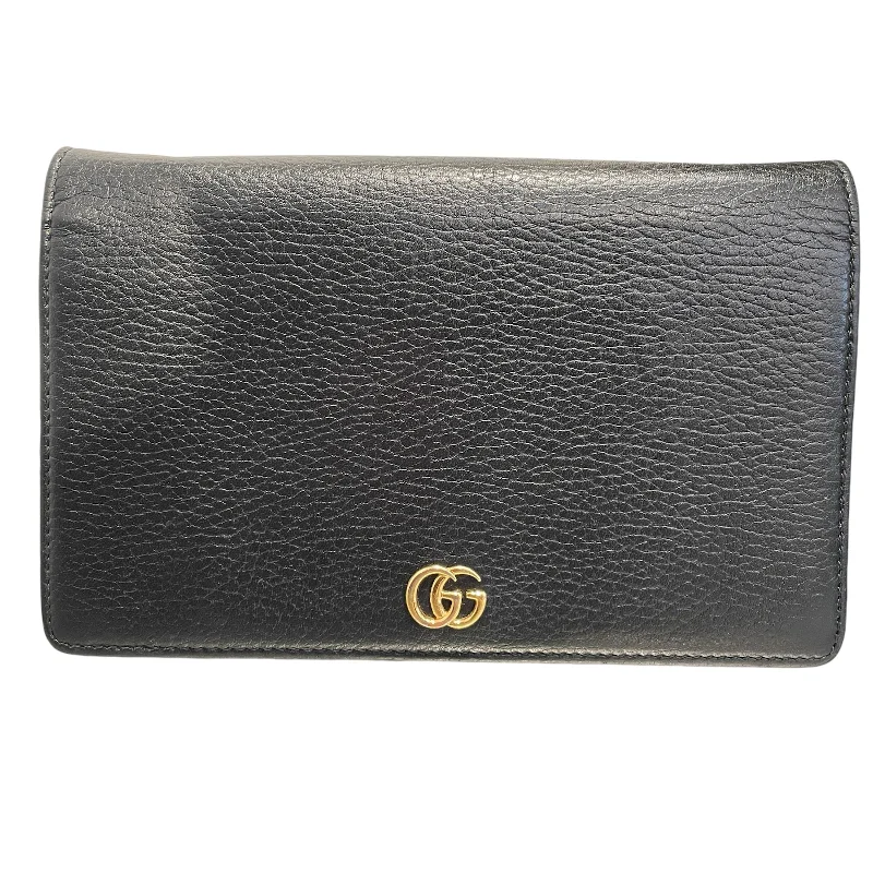 GUCCI/Cross Body Bag/OS/Leather/BLK/GG Marmont Mirror British Gentleman Style