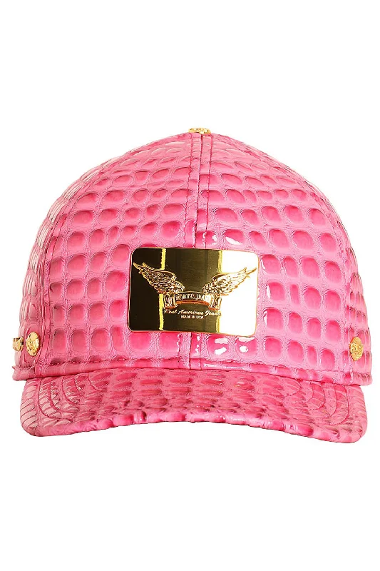 ROBIN'S GOLD TAG CAP IN PINK LIZARD Preppy Men's College